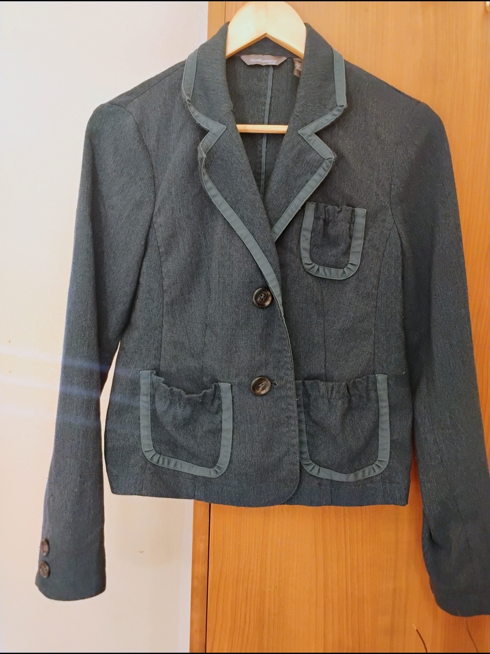 Hillard & Hanson Teal Green Women's Blazer with Trim